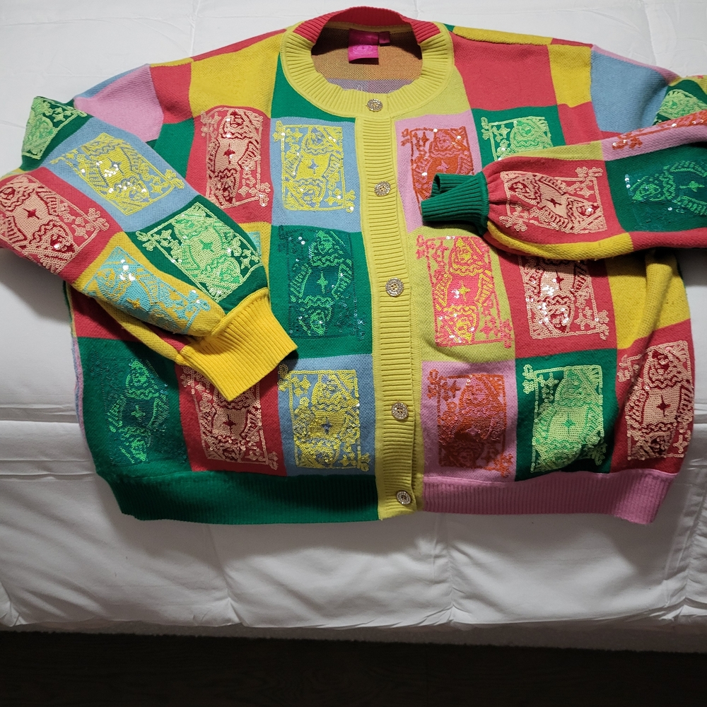 Queen Of Sparkles Colorful Logo Cardigan